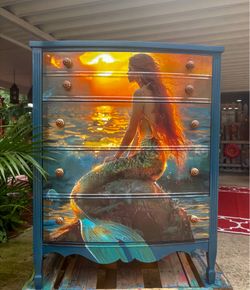 A Stunning Mermaid Inspired Vintage Chest of Drawers