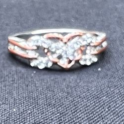 Heart Shape Pink Ladies Ring Size 9 New