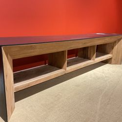 Tabor Natural Wood With Black Oak Waterwall Media Console