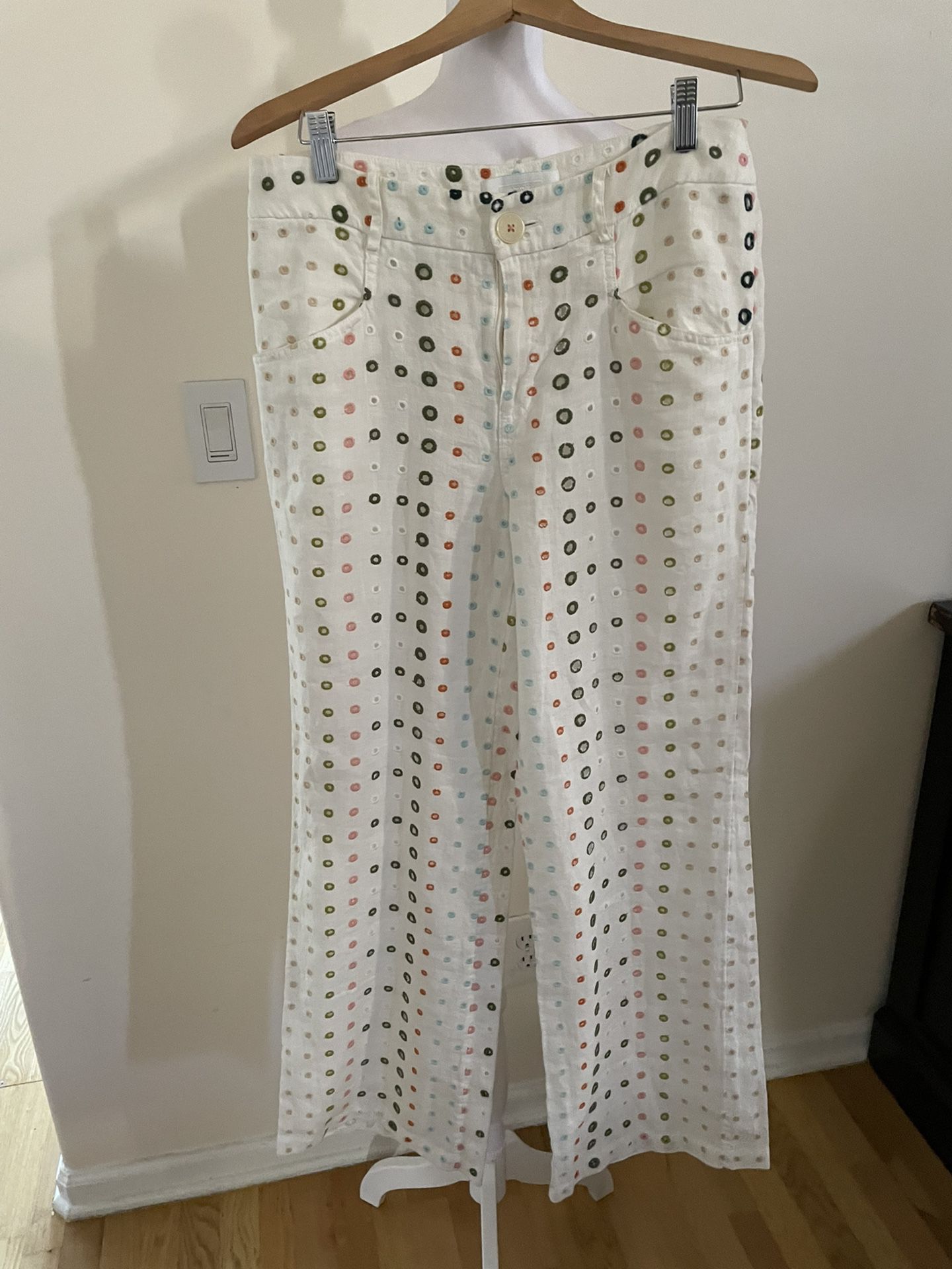 Anthropologie Wide Legged Multi Color/white Pants 