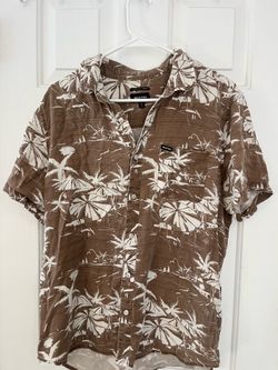 Charter Slub Short Sleeve Shirt in Sepia Umbrella Scene BRIXTON