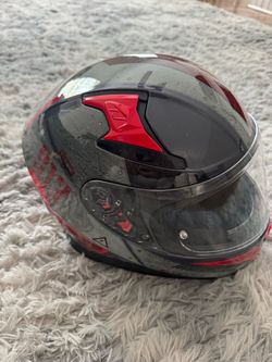 HAX Full Face Motorcycle Helmet DOT Certified Gray Red Graphic Clear Visor Size M