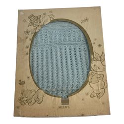 Baby Shawl Light Blue Blanket 1950s 36" X 36"  in the Original Box 50s