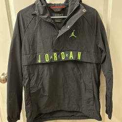 Nike Air Jordan Spellout Windbreaker 1/2 Zip Hooded Pullover Jacket Small