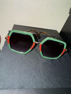 Gucci Sunglasses Green Red Gold Gradient Square Women’s 