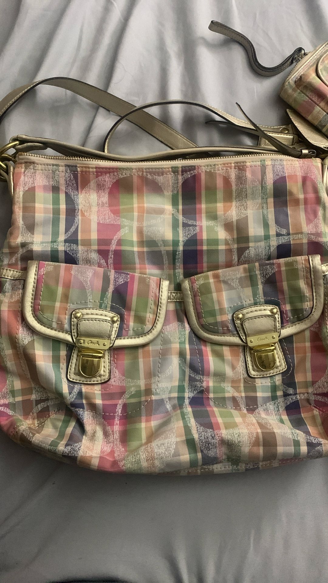 COACH Poppy Madras Tartan Plaid HOBO Shoulder Crossbody Bag