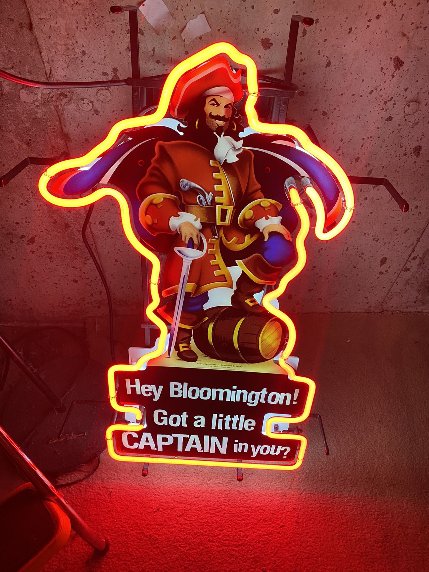 Hey Bloomington Captain Morgan Neon Sign