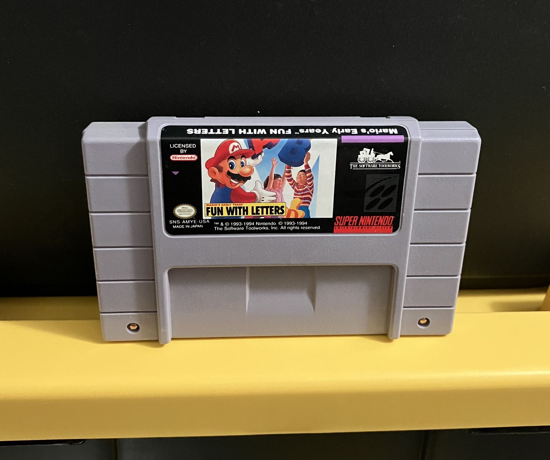 Mario’s Early Years Fun With Letters for Super Nintendo Entertainment System video game console cartridge SNES