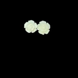 White Flower Rose Earrings 