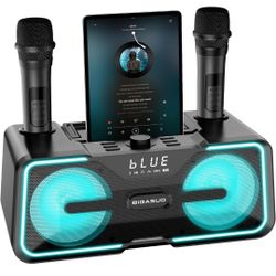 BIGASUO Máquina de karaoke para adultos y niños con 2 micrófonos inalámbricos UHF, sistema de altavoces PA portátil Bluetooth con luces LED 
Usado 