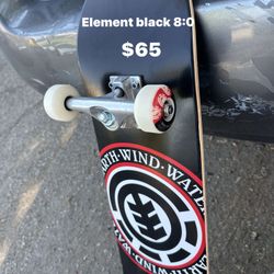 Skateboard Element Black 8:0 $65 Complete 