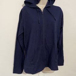 Hanes navy blue Women's Athleisure Slub Jersey Full-Zip Hoodie, Size M.  (S)