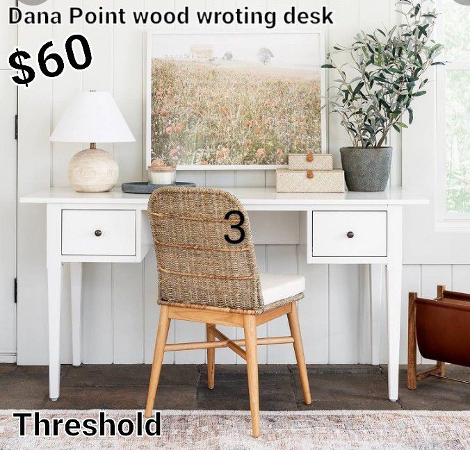 Brand New Dana Point White Wood Writing Desk Threshold 