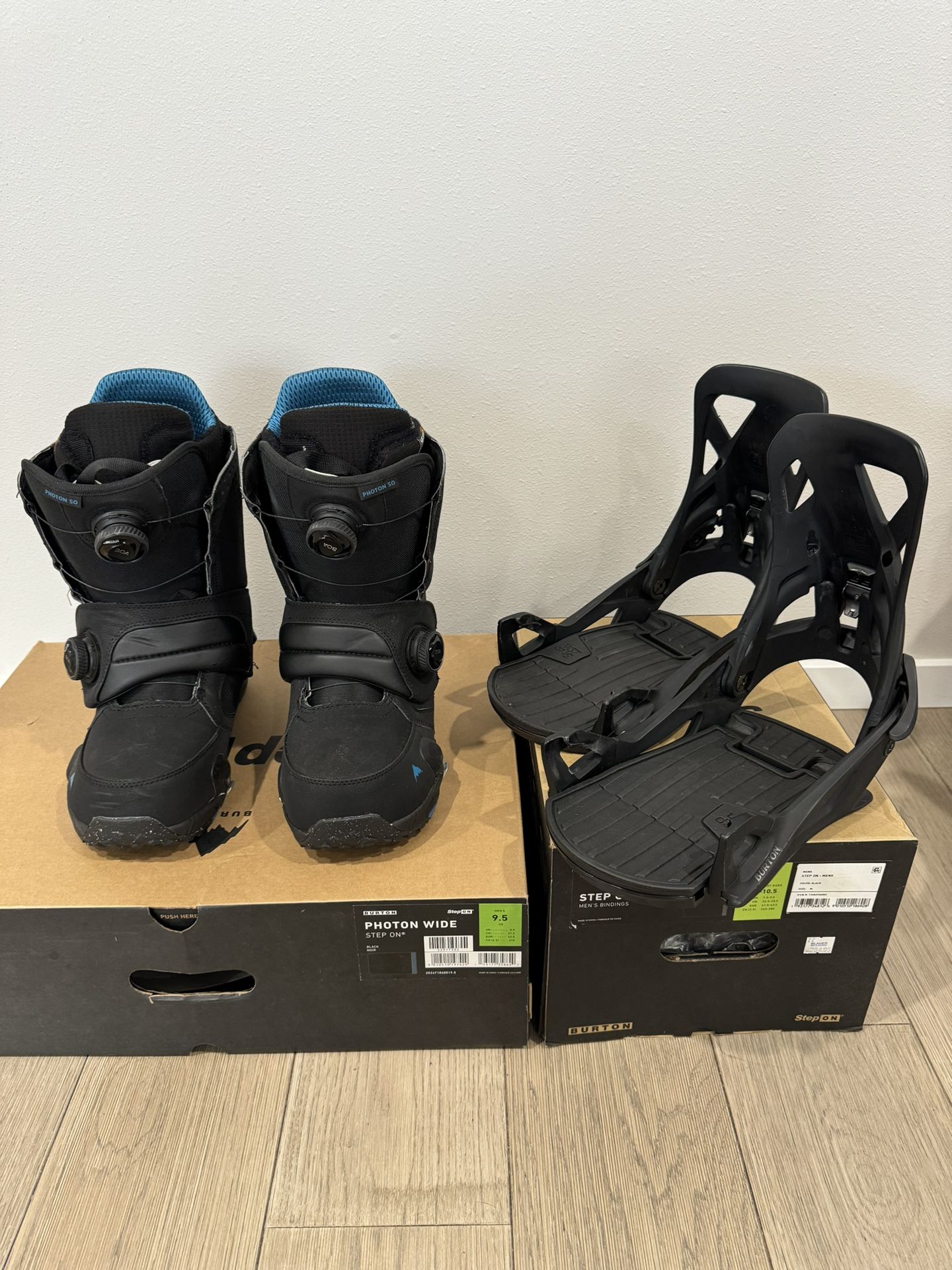 Mens Burton Photon Step On Boots 9.5W and Step On Bindings M