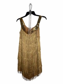 New Adult Standard Roaring 20s Champagne Flapper Dress Costume Size 8