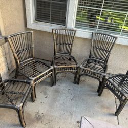 5x Bamboo Patio Outdoor Seating Chairs Seats Furniture