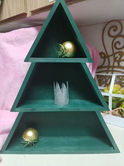 Christmas Tree Shaped Wooden Display Shelf