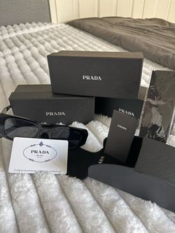 Prada Black Rectangular Sunglasses with Full Set