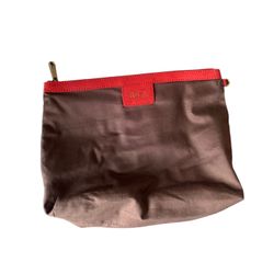 Vintage Ralph Lauren Brown and Red Women's zippered pouch  Clutch