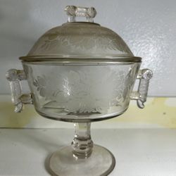 Antique Vtg Arena Glass Co. Compote Candy Dish
