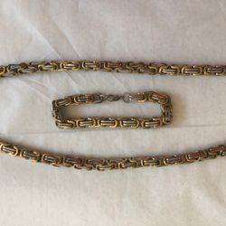A Set Of Bracelet And Chain,  Stainless Steel Brand New Never Worn