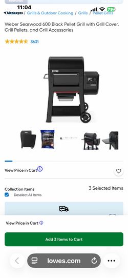 Weber Searwood 600 Black Pellet Grill with Grill Cover, Grill Pellets, and Grill Accessories