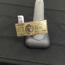 10k 100 Dollar Bill Custom 2 Finger Ring 