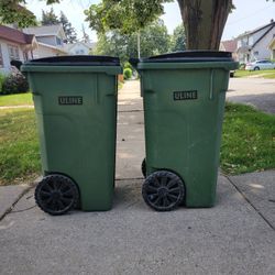 2- ULINE 35GAL WHEELED TRASH CANS