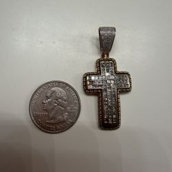 10k Gold Cross With Real Diamonds 