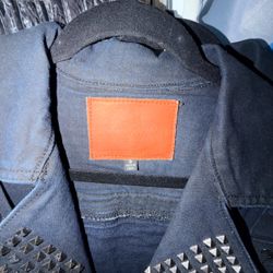 Navy Blue Studded Denim Jacket Size Small
