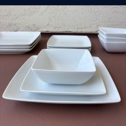One New Set of Square Ceramic Plates And Bowls Dinnerware