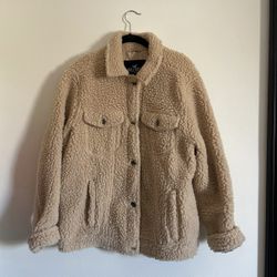 Women’s Hollister Sherpa Fleece Utility Jacket Tan Light Brown