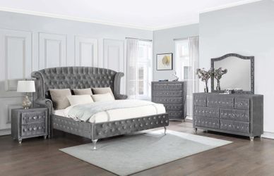 New Four Piece California King Bedroom Set With Carole King Bed Frame Dresser Nightstand And Chest Of Drawer