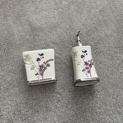 toothbrush holder & soap dispenser - purple flower design