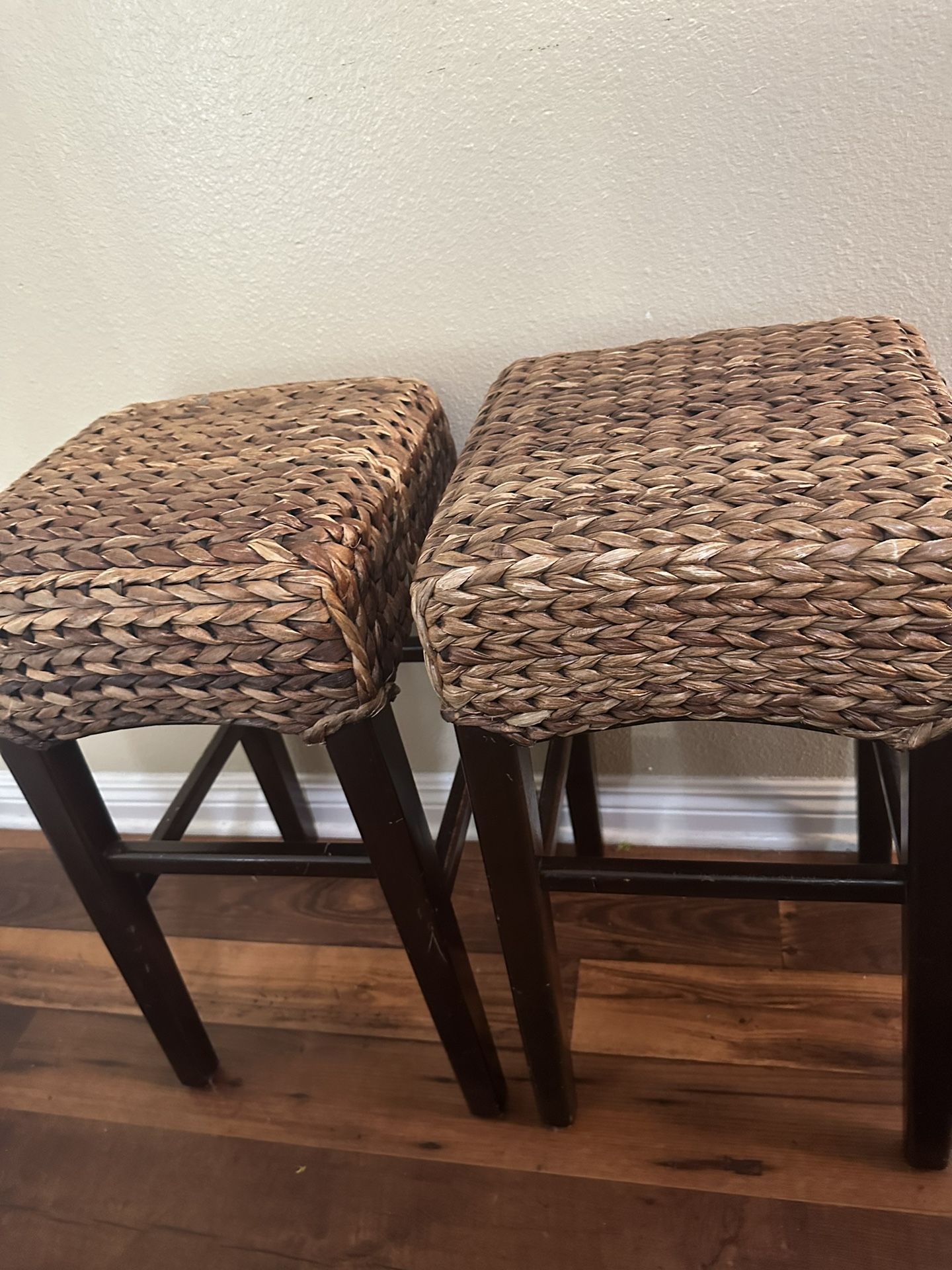 Wicker Wooden Stools 