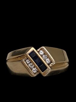 Mens gold blue stone ring #31438