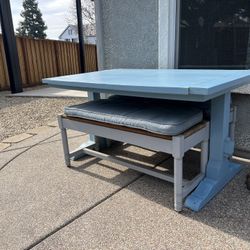 Wood Table With 2 Benches