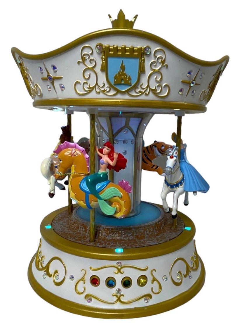 Disney 2021 “Dreams Go Around Carousel Disney Princess” Christmas Table Decoration. Lights Up, Spins and Plays 4 Musical Songs. Excellent Condition!