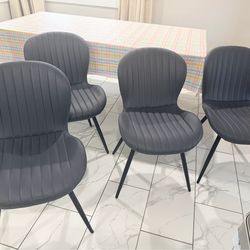 Set of 4 Modern Upholstered Dining Chairs – Gray