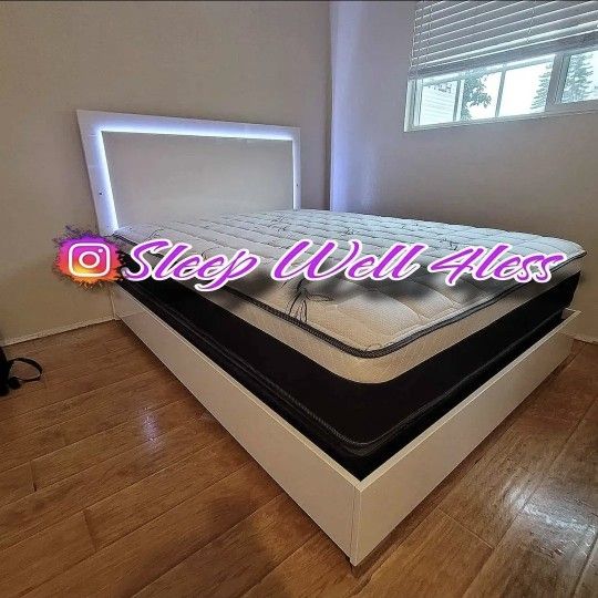 NEW QUEEN BED FRAME AND MATTRESS