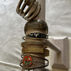 Vintage Cuff Bracelets With Silver And Gold Tones 