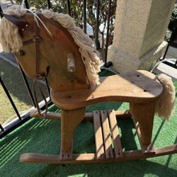 Vintage Wooden Rocking Horse 