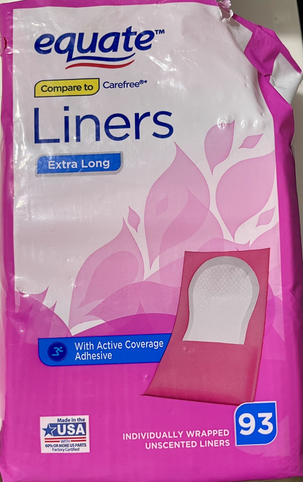 Equate panty liners