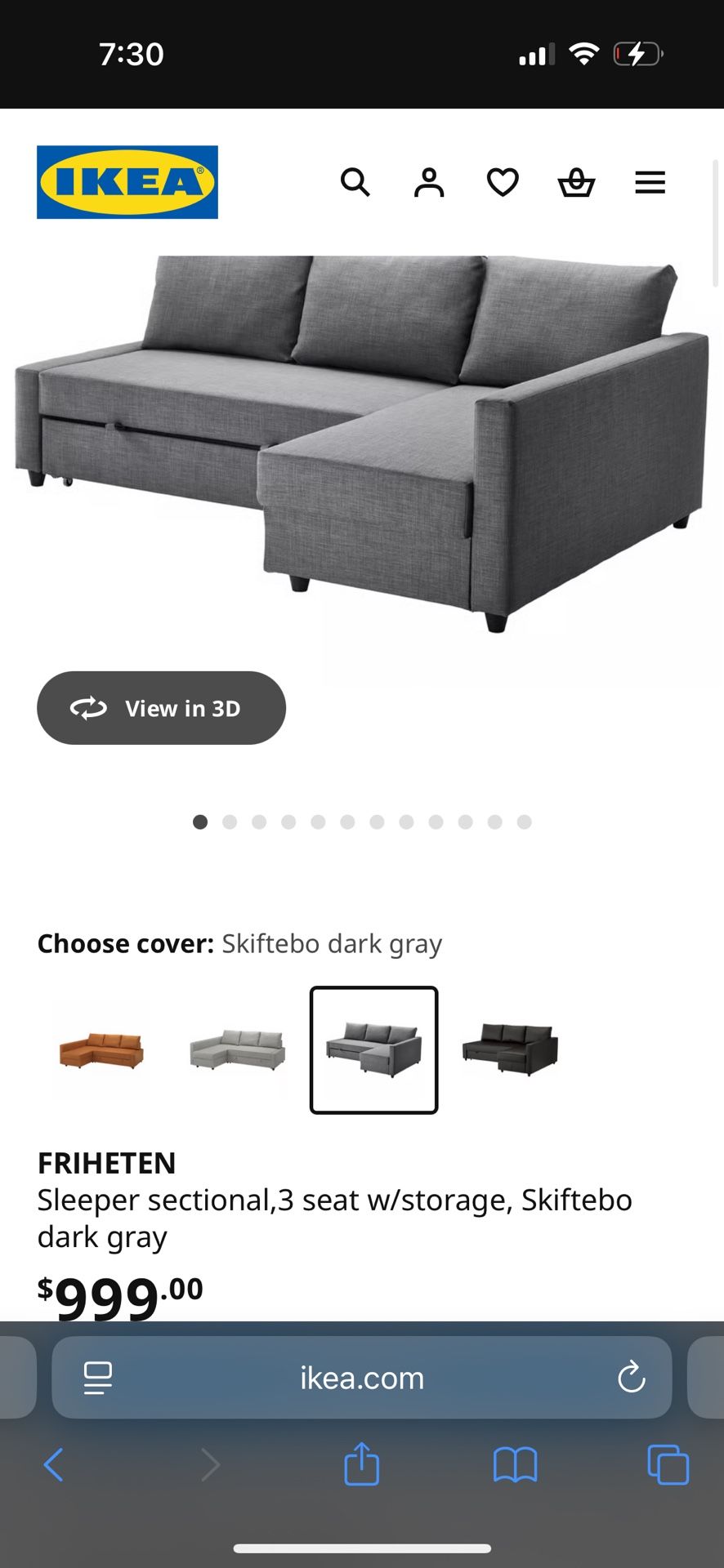 Ikea Friheten Couch $300