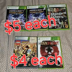 Xbox 360 Games $4 $5 Each 