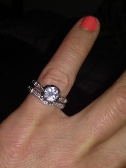 2CTTW White Diamonique Wedding Set