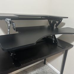 Halter Standing Desk Converter, 36 Inch Sit to Stand Desk Riser with Space for Dual Monitor Workstation, Laptop, and Keyboard Tray, Adjustable Height,