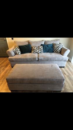 Grey sofa with ottoman