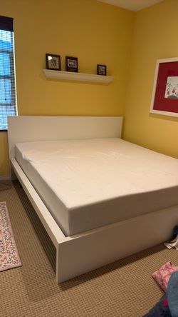 White King Bed Frame + Comfortable Mattress
