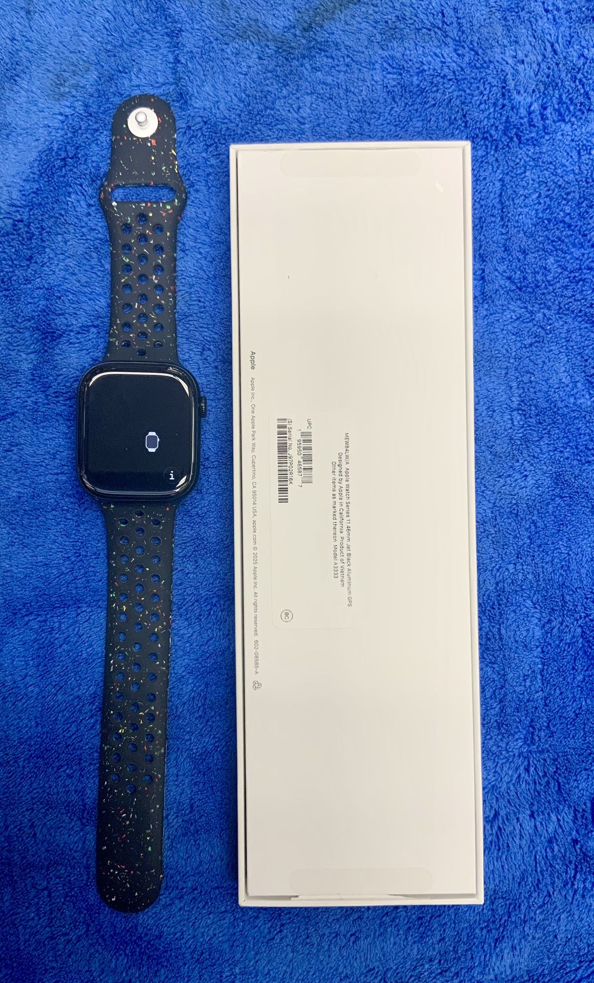 Apple Watch Series 11 46mm Black Aluminum Case GPS A333 Water Resistant 50m Wristwatch Fitness Tracker Heart Rubberband Band Nike